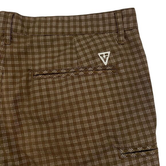 Vurt Chino Shorts Men's Size 36 Brown Check Flat Front High Rise Outdoor - Picture 10 of 10